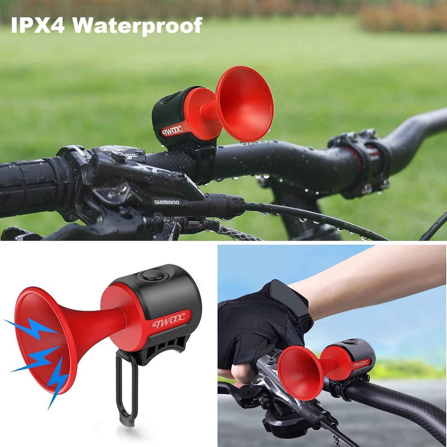 AaiLucky Electric Bike Horn, 120dB Loud Bicycle Horn, Electronic Bicycle Bells for Adults/Kids Bike/Scooter/Ebike, 300mAh Battery Operated, Waterproof