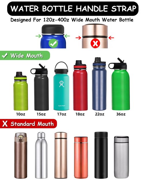 Ziimlpo Water Bottle Handle for Wide Mouth Bottles, Paracord Handle Compatible with 12, 16, 18, 32, 40, and 64 oz Water Bottles, Water Bottle Strap, Water Bottle Accessories