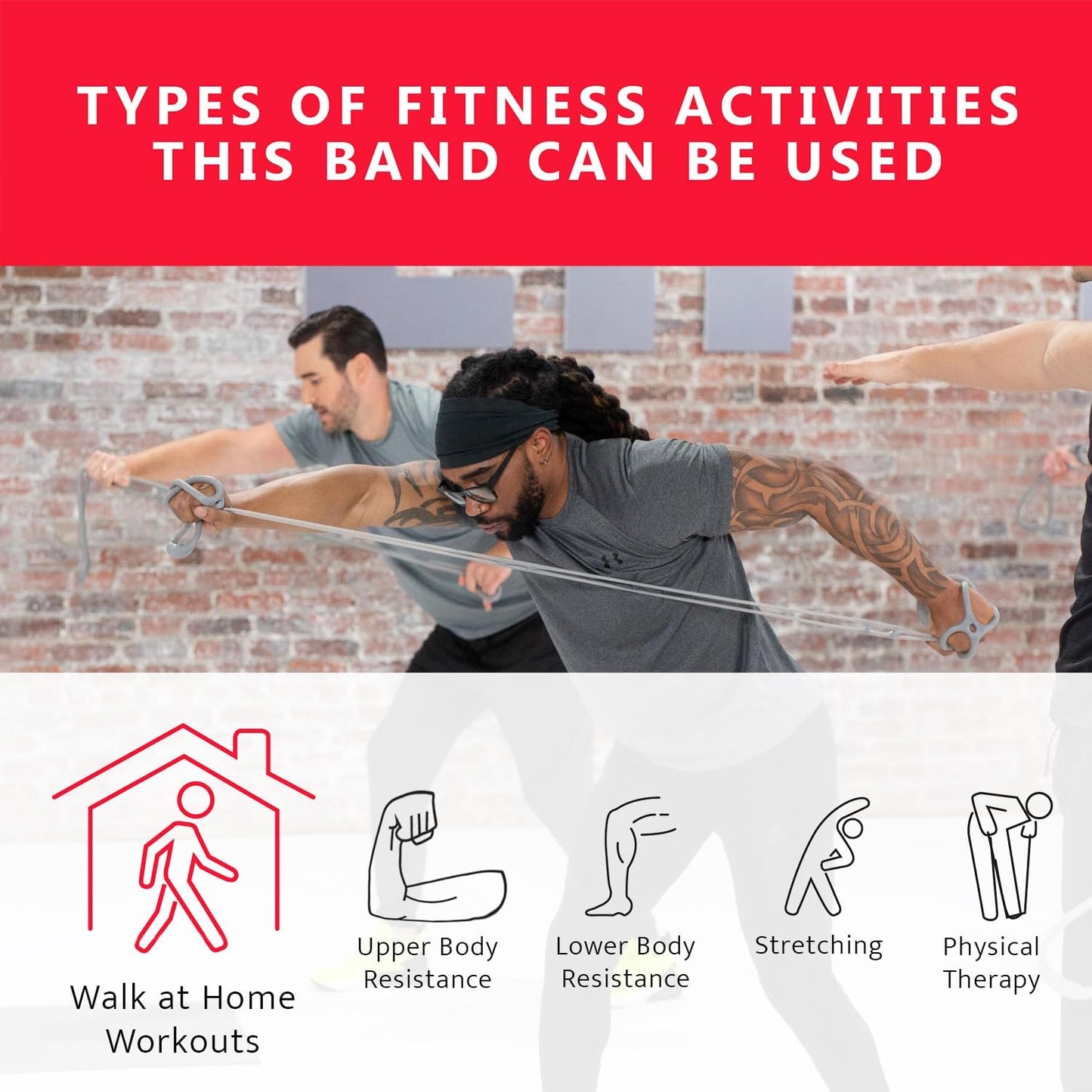 Walk at Home Workout Bands 7 Ring Adjustable Resistance Bands for Working Out Home Workout Walking Exercise Workout Bands Fitness Program Exercise Bands Stretch Bands for Recovery