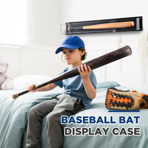 Silipull Baseball Bat Display Case Wall Mounted Tabletop Bat Display Case W/98% UV Protection Holder for Sport Collector Memorabilia Birthday Gift(Full Size-Fits ≤36" Bats)