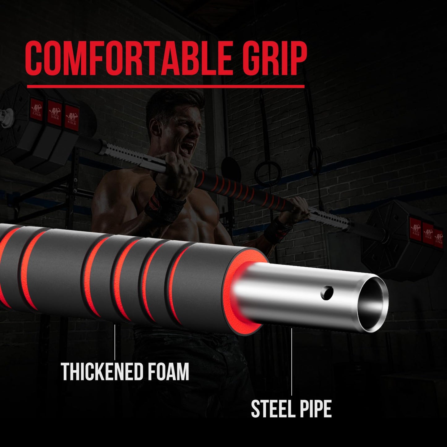 Adjustable Dumbbell Handle/Straight Barbell/Arm Blaster for 1" Cast Iron Weight Plates with Collars Loadable Dumbbells (Barbell Connector)