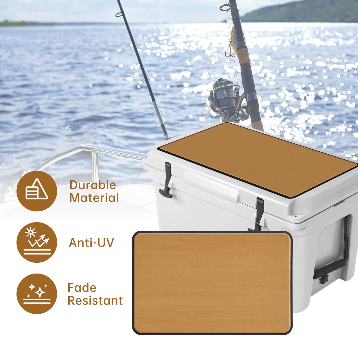 Hjdeck Cooler Pad for RTIC 32 Quart Seat Cushion Soft Self-Ahesive Cooler Pad Accessory - Dark Brown