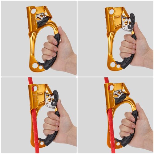 SOB Hand Ascender Left and Right, Rock Climbing Tree Arborist Rappelling Gear Equipment Rope Clamp for 10~13MM Rope (Left Black+Right Orange)