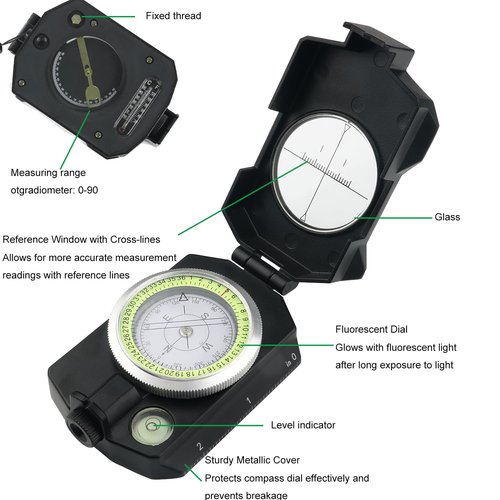 Military Compass, JYEASTZ Survival Compass with Carrying Bag, Professional Lensatic Compasses with Inclinometer, Waterproof, Suitable for Camping, Hiking, Hunting