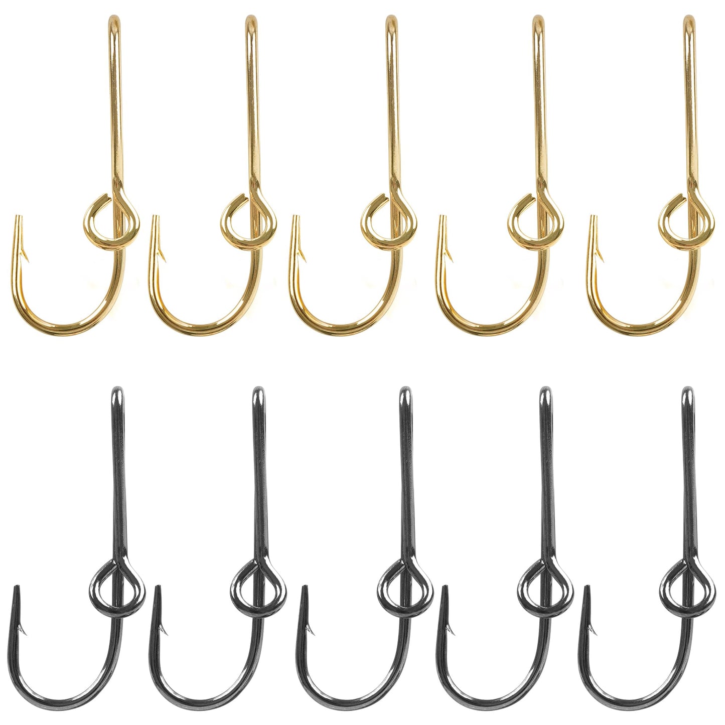 Fishing Hook Hat Pins for Hat,Fish Hook Hat Clip for Hat Tie Clasp Fashion Trend Hat Decoration Gold+Balck 10pcs
