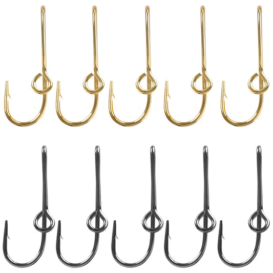 Fishing Hook Hat Pins for Hat,Fish Hook Hat Clip for Hat Tie Clasp Fashion Trend Hat Decoration Gold+Balck 10pcs