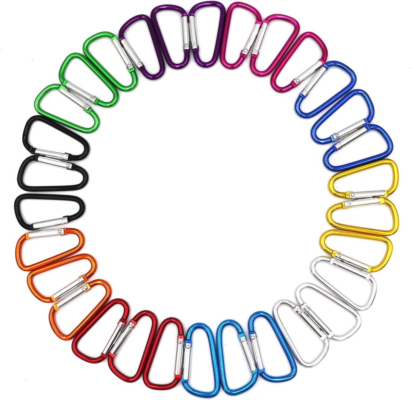 FGen 30pc D-Shaped Aluminum Alloy Clasp, Suitable for Family, RV, Camping, Fishing, Hiking and Key Clasp