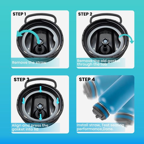 BOSORIO 4 Pack Gaskets Compatible with ThermoFlask 16oz 24oz 32oz 40oz Water Bottle with Straw Lid, Replacement O Ring Rubber Seals Part（Not for Spout Lid and Chug Lid）