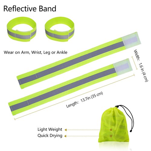 lipaux Reflective Band Adjustable Safety Running Gear Set, High Visibility Band and Slap Bracelet with Reflective Strip for Outdoor Cycling, Dog Walking(Simple Band Set)
