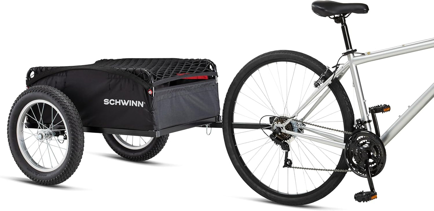 Schwinn Daytripper or Porter Bike Cargo Trailer, Holds up to 100 lb, Universal Coupler, Folding Frame, Quick-Release Wheels, 16-Inch Tires, Interior D-Rings, Schwinn Bike Trailer for Carrying Cargo