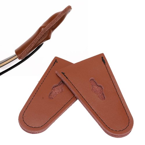 Longbow Bow Tip Protector, 1Pair Recurve Bow Tip Protector Leather Bow Tip Guard for Outdoor Hunting Recurve Bow (Brown)