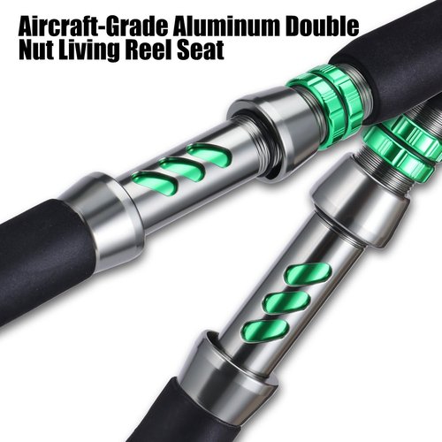 Sougayilang Spinning & Casting Catfish Rod,2 Piece Medium Heavy Portable Travel Catfish Fishing Rod (CAST8'0'')