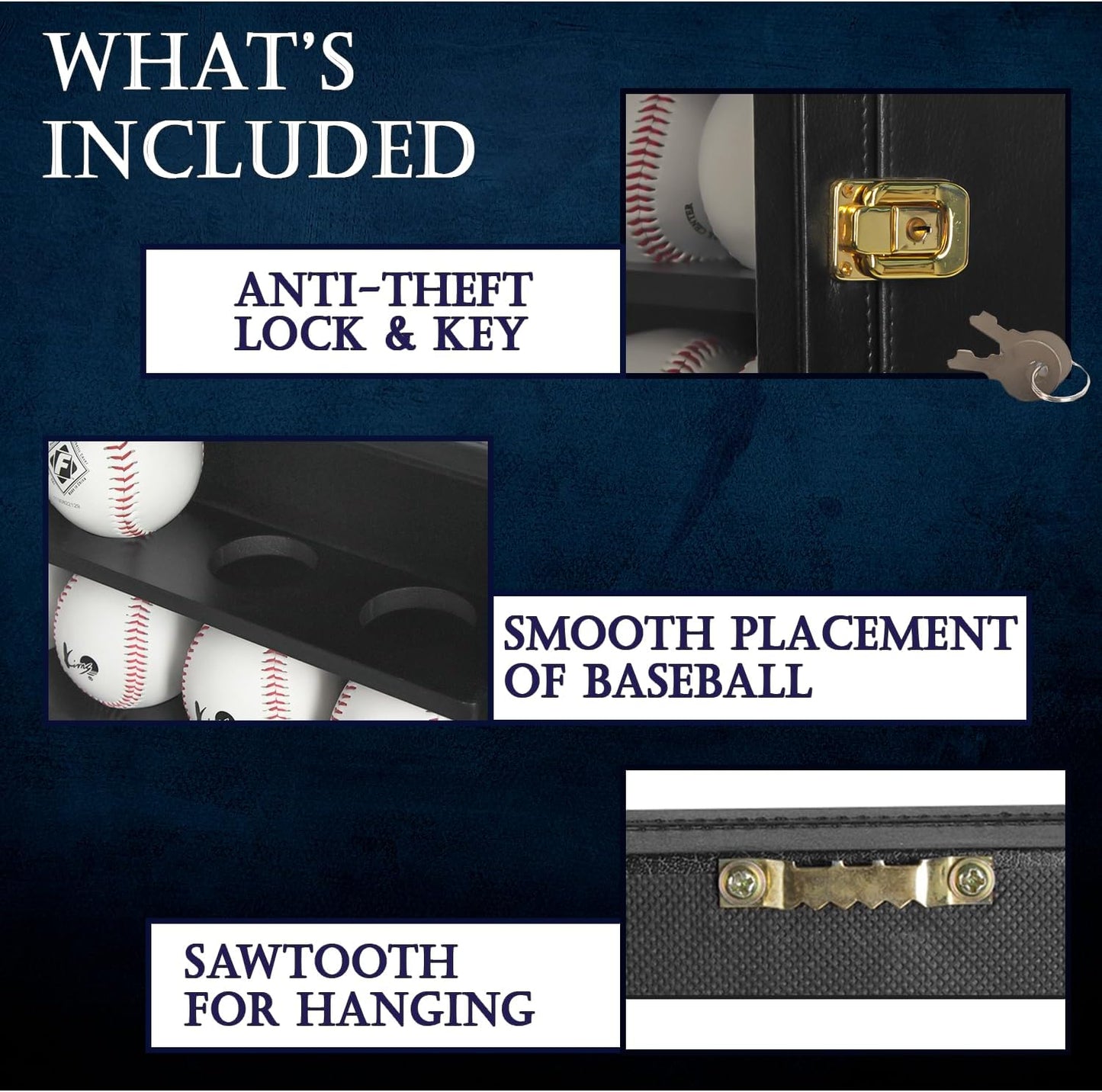 J JACKCUBE DESIGN JackCubeDesign 20 Baseball Display Case Wall Mount Leather Cabinet Wood Shelf Sports Storage Acrylic Cover Rack with Protection 2 Knob(14.2 x 3.9 x 18 inches) – :MK104