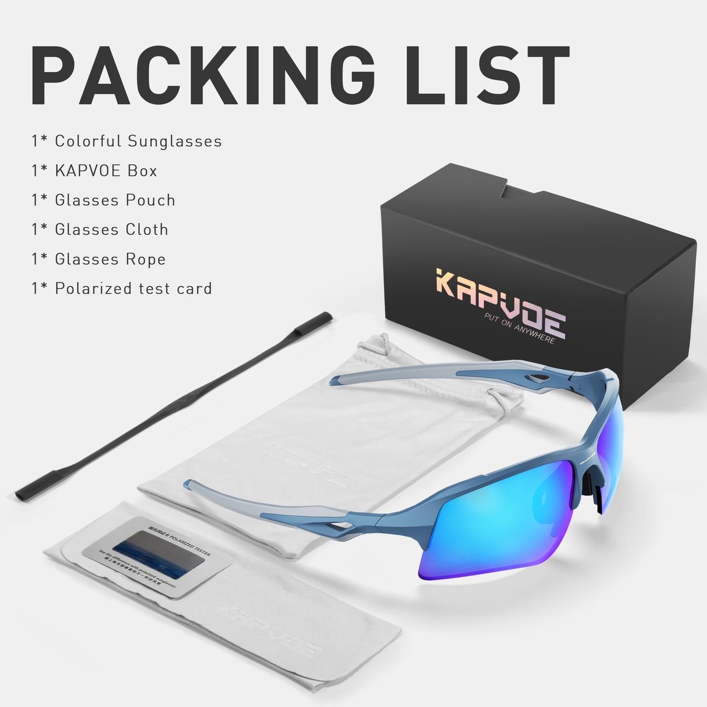 KAPVOE Polarized Sports Sunglasses for Men Fishing Baseball Cycling Running Golf Driving MTB UV Protection - K172