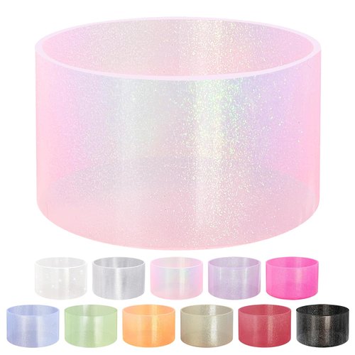 YWDOUJI Jelly Luster Glitter Silicone Transparent Boot for Stanley 20-40oz, Compatible with Hydro Flask or Other Water Bottle Tumbler, 2.85-3.0 inch Protective Anti-Slip Bottom Sleeve Cover