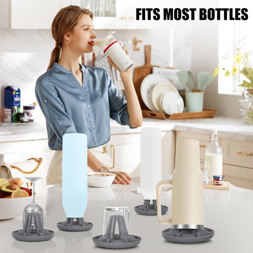 BANGIE - Bottle Drying Rack for Stanley Cup Accessories - Air Convection Fast Drying Bottle Rack - Soft Silicone Bottle Rack Dryer Suitable for Multiple Container Sizes - 2 Pack, Gray