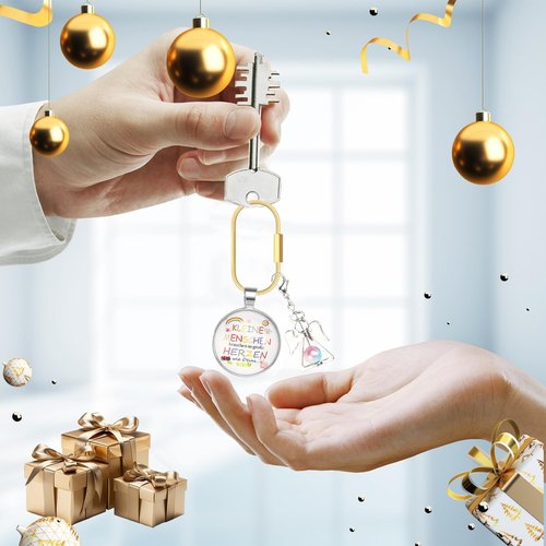 EEEKit Screw Lock Keychain, Brass Key Ring, Gold Carabiner for Car Key Chains Dog Collars, Bag Charms, 8PCS