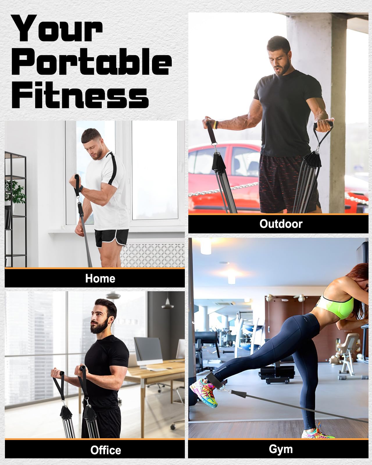 Fitense 6Pcs Resistance Bands, Workout Bands 270lbs, Exercise Bands with Handles/Door Anchor/Ankle Straps/Bag/Poster for Men, Heavy Resistance Bands for Working Out at Home