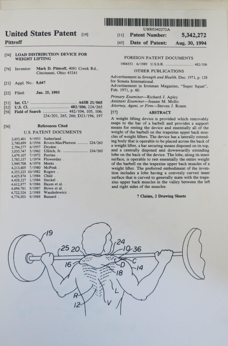 Original Manta Ray by Advanced Fitness, Squat Load Distribution Device