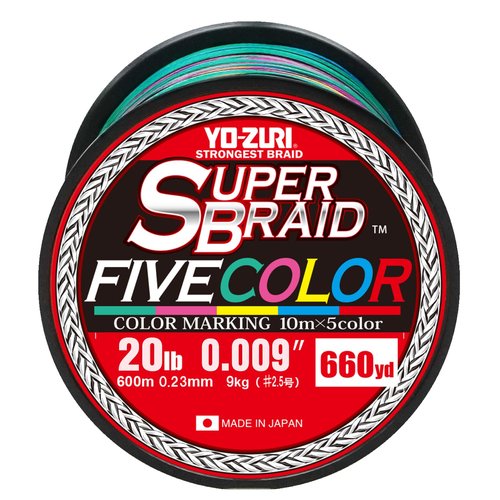 Yo-Zuri Superbraid 660 yd Floating Braid, 5-Color, 20 lb