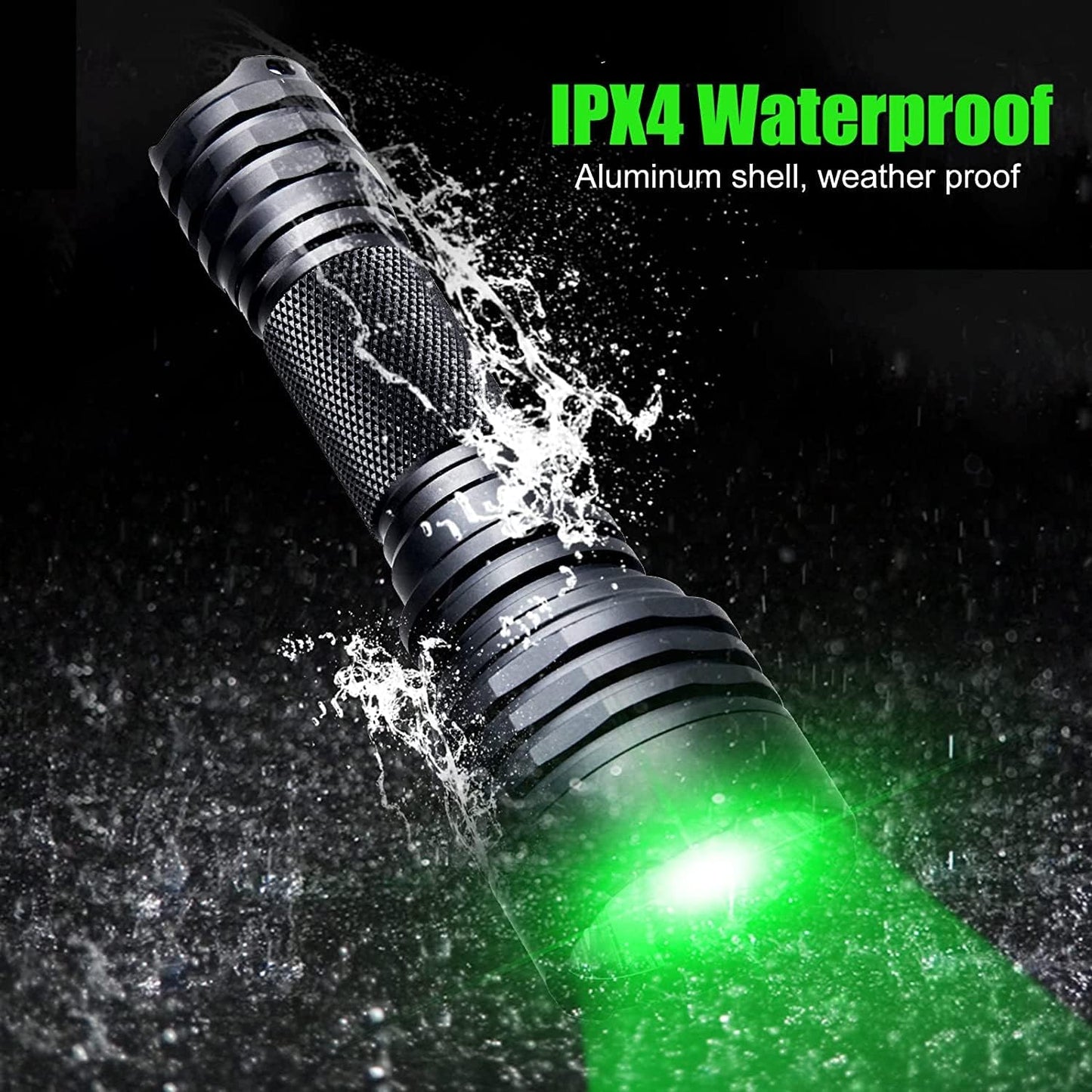 Green Hunting Light Tactical Flashlight 1200 Lumen 500 Yards LED Rechargeable Night Vision Spotlight with Pressure Switch Picatinny Rail Mount, Waterproof Predator Flashlights Kit for Hog Fox