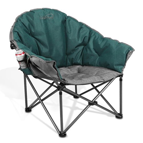 Colorsoul Oversized Camping Chairs Heavy Duty, Full Padded Foldable Camping Chairs for Adults with Cup Holders, Portable Camp Lawn Chairs for Outdoor, Support 450lbs,Green
