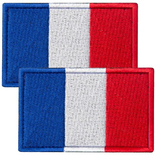 Bluyellow 2Pcs France Flag Patches, Embroidered Hook and Loop Military Morale Tactical Patch for Backpacks Uniform, Tactical Vests, Hat, Dog Harness, Sew on Option, 2x3 Inches