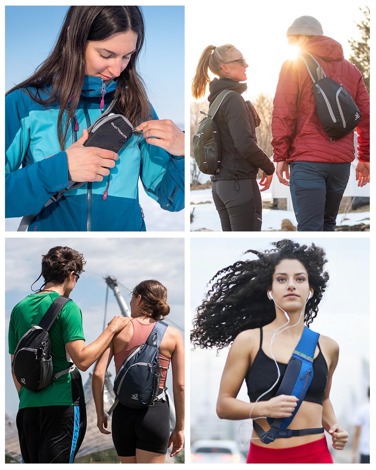 WATERFLY Crossbody Sling Bag Small Water Resistant Backpack Lightweight Shoulder Chest Daypack for Men Women Hiking Travel