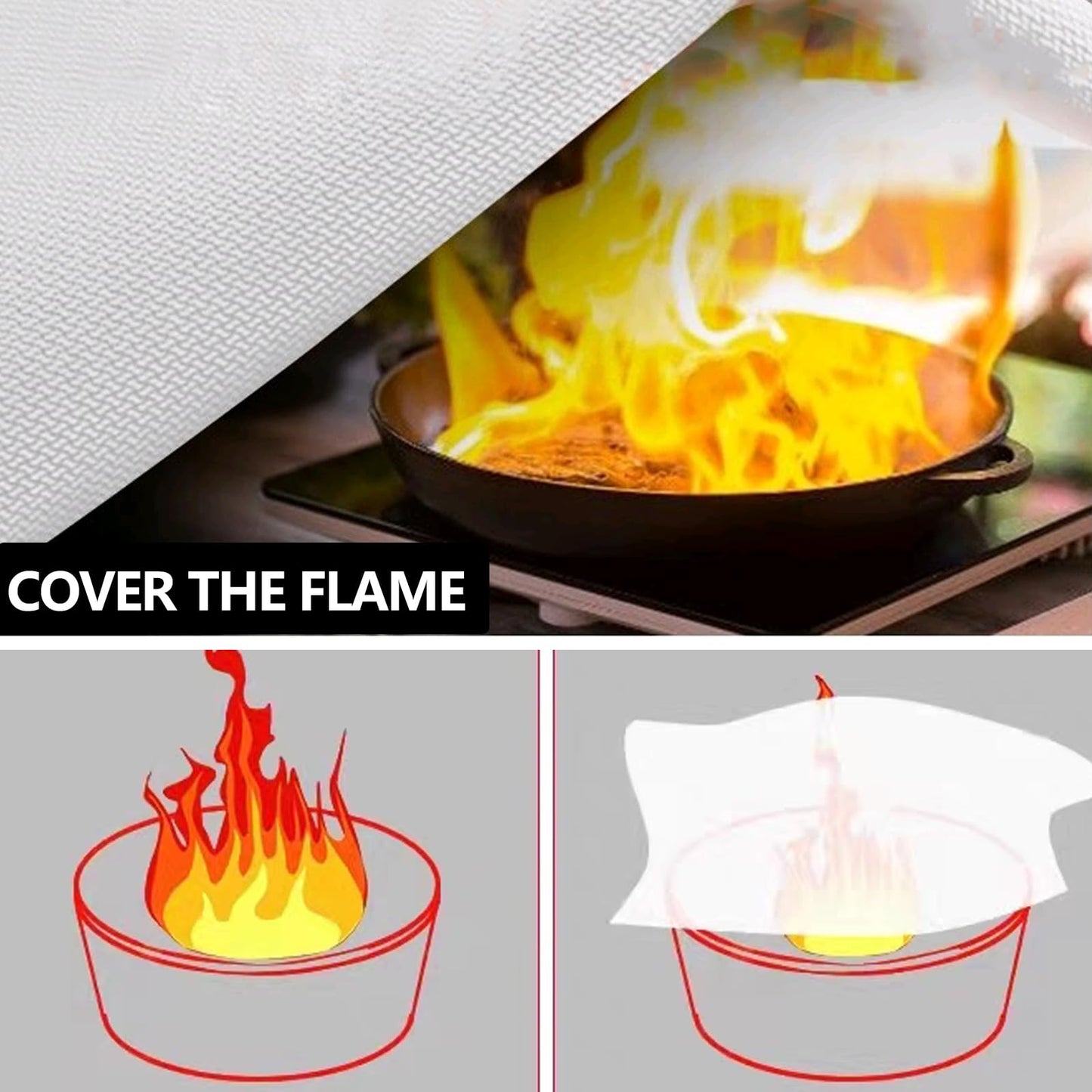 JSE Emergency Fire Blanket for Home, 2 Pack Kitchen Fire Blankets 40″ X 40″, House Flame Retardant Blankets Upgraded Thickened