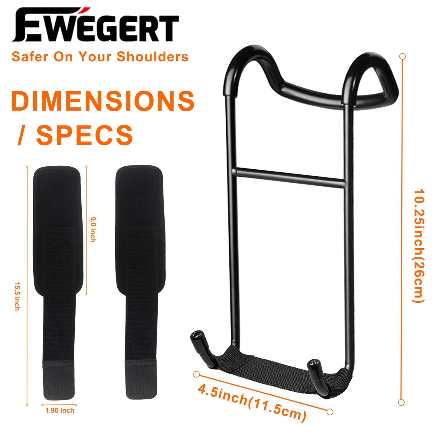 EWEGERT Dumbbell Spotter Hooks Hanger, 250 lbs Load Capacity Heavy Power Dumbbells Rack Attachments for Dumbbell Bench Press with Wrist Straps, Pairs