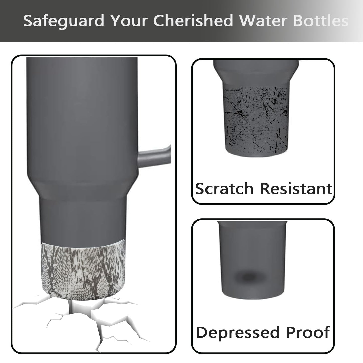 Gliquran Snakeskin Protective Silicone Boot for Stanley Quencher H2.0 40 30 20 oz & IceFlow Flip 30 20 oz,Snake Water Bottle Boots Accessories