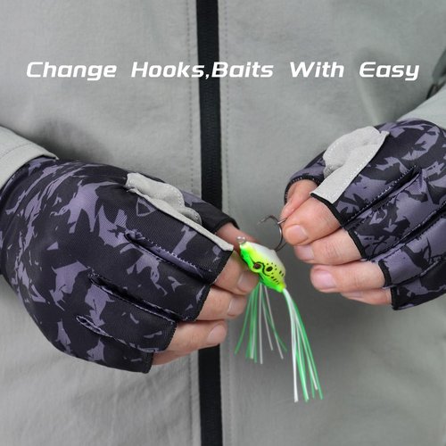 CHSMONB Fishing Gloves UPF50+ Sun Gloves, UV Protection Fingerless Gloves Men Women for Fishing, Kayaking, Rowing, Paddling, Canoeing, Hunting (GL)