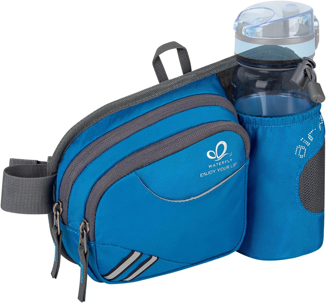 WATERFLY Fanny Pack Waist Bag: Waist Pack for Women Men with Water Bottle Holder Hiking Fanny Pack for Running Walking DogWalking Travel Cycling