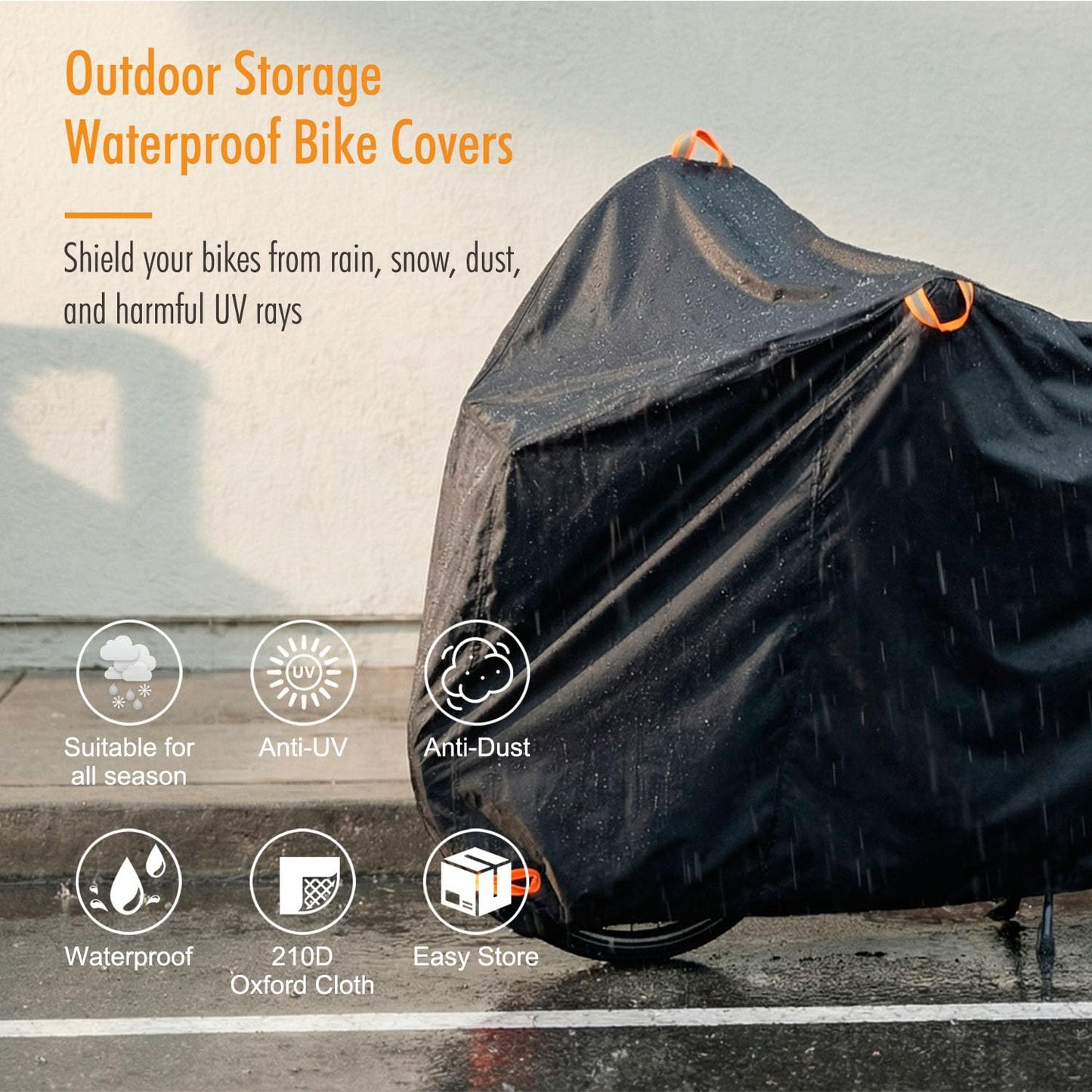 Bike Cover Waterproof Outdoor, Bicycle Cover Outdoor Storage Waterproof Protect from Rain Dust UV for Ebike Electric Bike Mountain Road Bike (XL for 1 Bike)