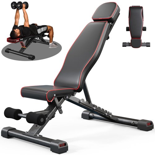 YOLEO 880LB Adjustable Weight Bench for Bench Press, MAX Foldable Weight Bench with Bench Press Stand/Extended Head for Home Gym/Full Body Workout 90 Degree Workout Bench User 6'56''(Max Version)