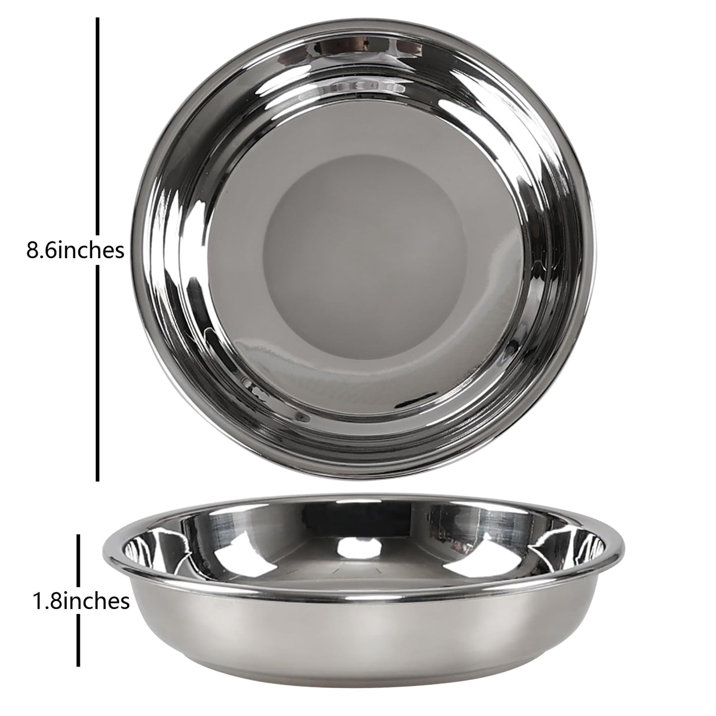 Fabnati Set of 4 Stainless Steel Plates for Eating, Round Camping Serving Plate Set