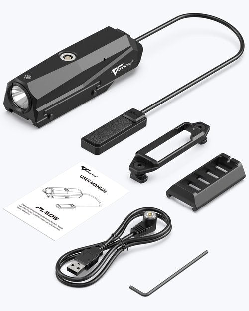 VOTATU PL50S 1450 Lumens Weapon Light with Pressure Switch, Rechargeable Picatinny Flashlight for Rifle, Magnetic USB Rechargeable, Tactical High/Low Modes