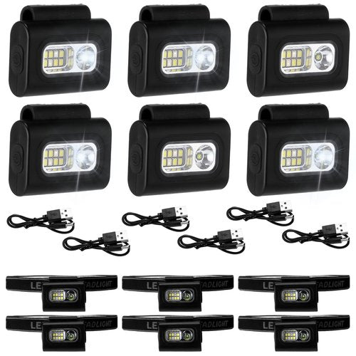 Tujoe 6 Pcs LED Running Lights for Runners Joggers Safety Jogging LED Light Clip Rechargeable Reflective Running Gear Magnetic USB Night Walking for Hiking Jogging Outdoor