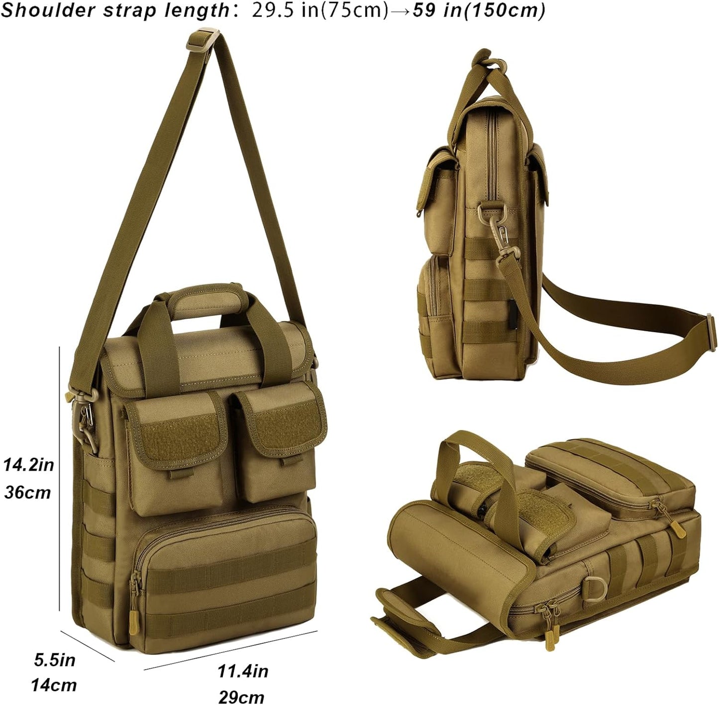 ArcEnCiel 12.9-14 Inch Laptop Tactical Messenger Bag Men MOLLE Sling Pack Briefcase Gear Handbags Utility Carry Satchel