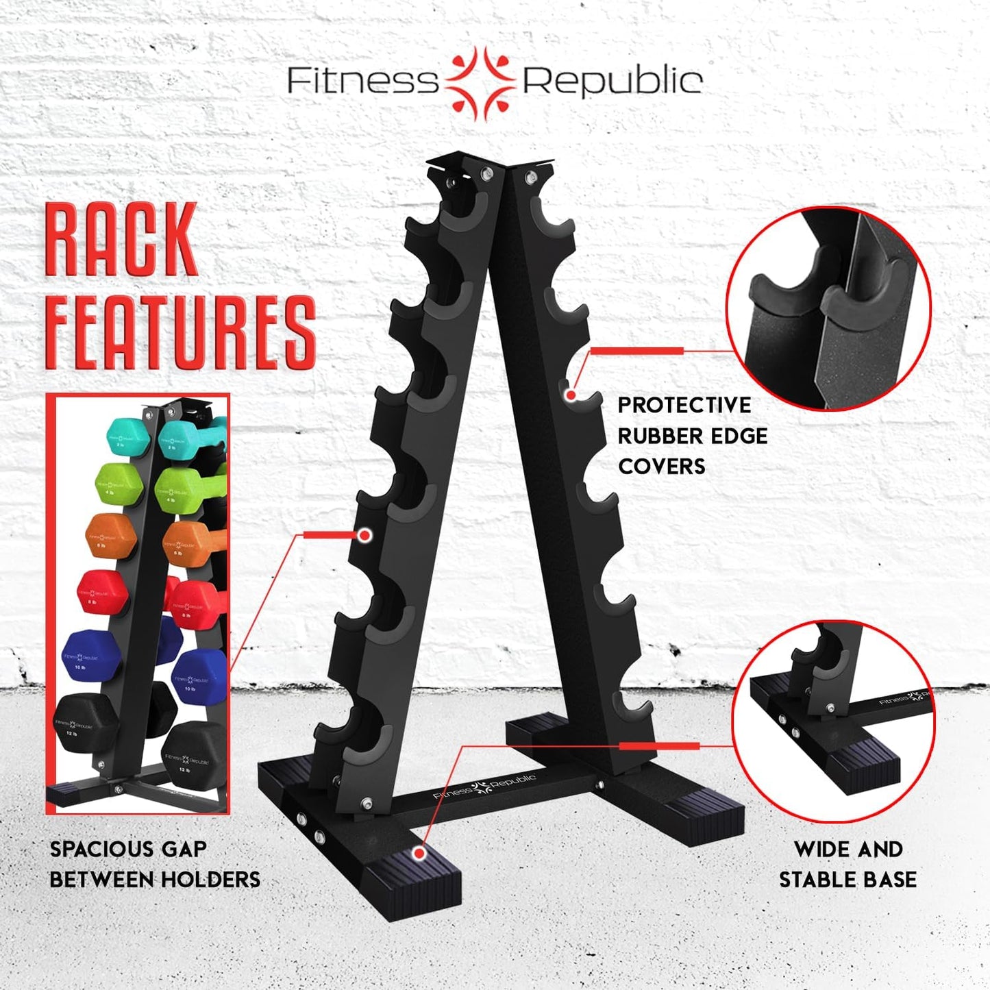 Neoprene Dumbbell Storage Rack - 2.0MM Steel Organizer for Home Gym - Easy Assembly