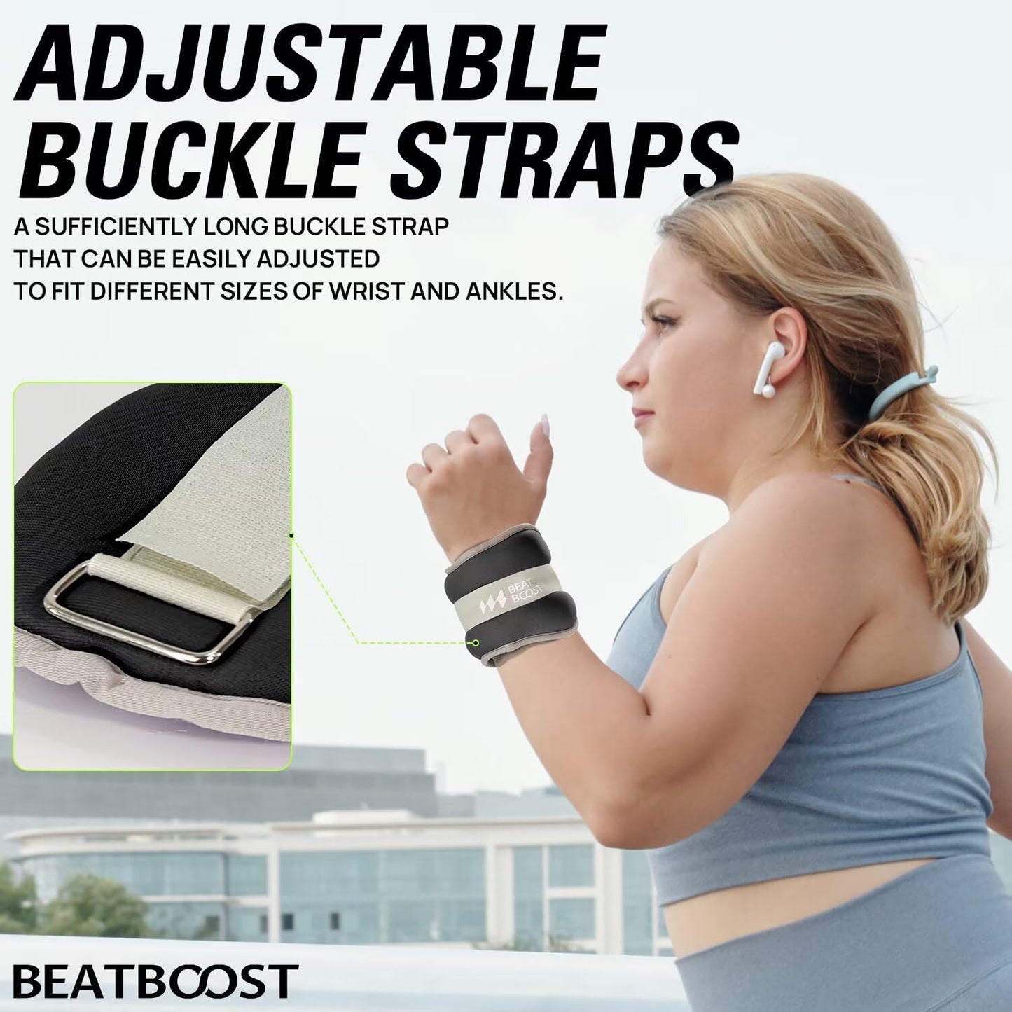 Ankle Wrist Weights A Pair of 2 Lbs for Women Men BeatBoost Arm Leg Weights Set with Adjustable Straps for Walking Pilates Exercise Aerobics Black