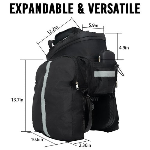 HAOQI 35L Panniers Bike Bags, Waterproof Bicycle Rear Rack Trunk Bag Hard Shell Ebike Cargo Saddle Seat Bag Carrier Handbag with Shoulder Strap for Commuter Travel Outdoor,Black