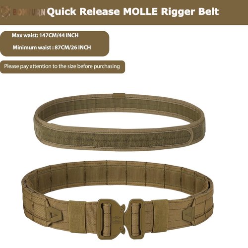 BOMTURN Tactical Battle Belt with Pouches Accessories Law Enforcement Duty Belts Combat Belt Military Utility Police Belts 8ps
