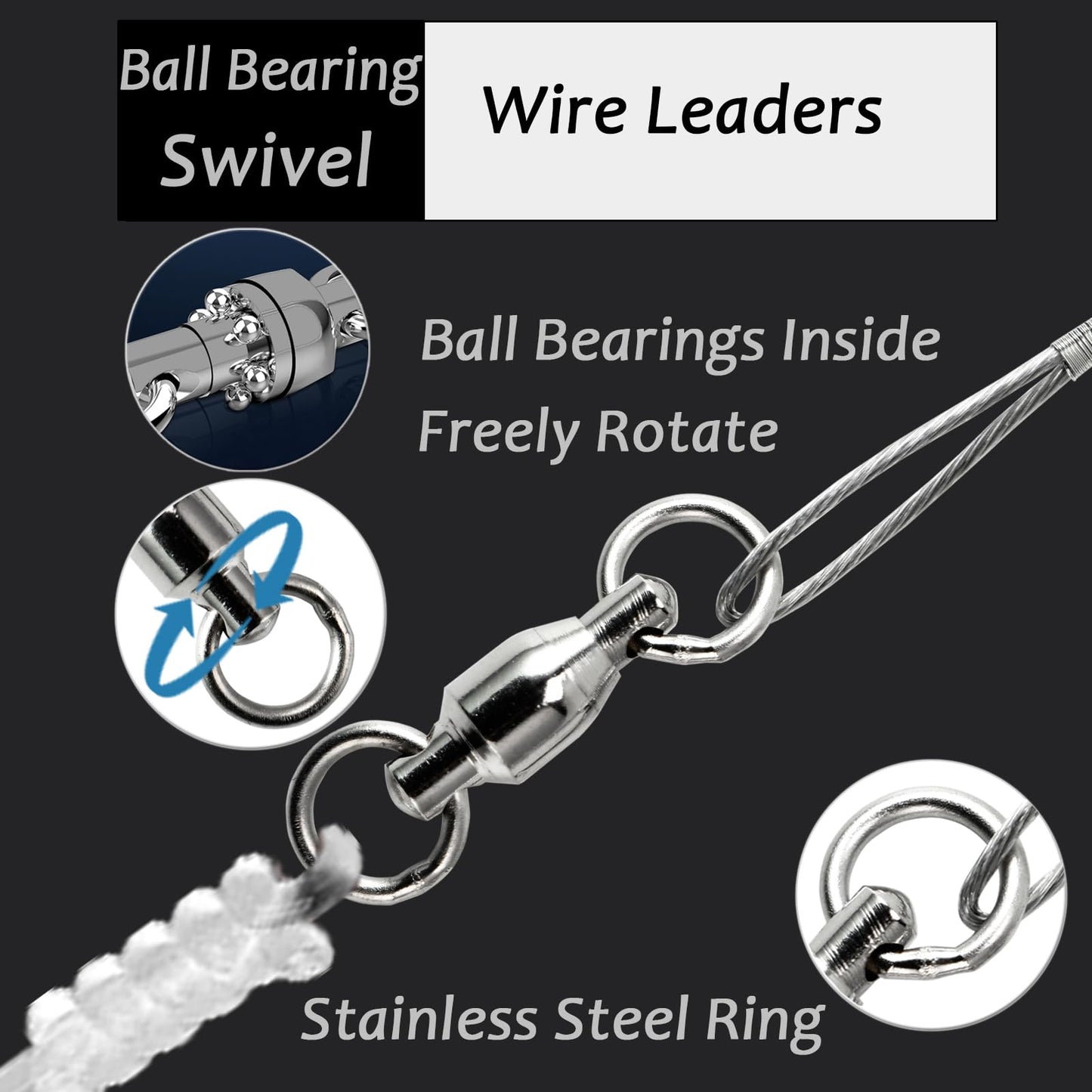 AMYSPORTS Stainless Steel Fishing Leader Saltwater Stainless Rigs Fishing Leader Lure Heavy Wire Fishing Leaders Steel White Nickel #2 50lb 11.8in 20pcs