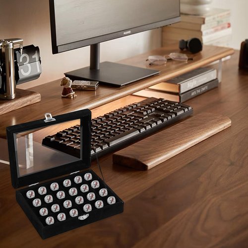 QoTang 24 Slots Championship Ring Display Case, Sports Baseball Ring Display Case Box Flannel Baseball Ring Holder for Multiple Rings Championship Ring Box for Ring Display Sports Fan Souvenirs