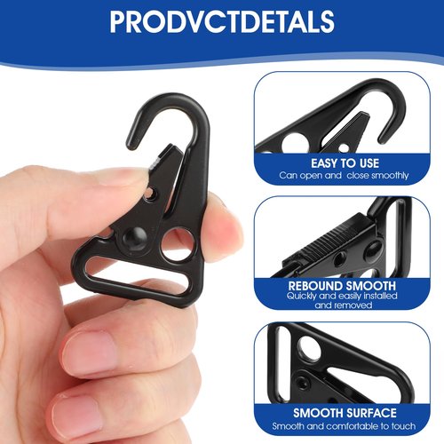 Ymapinc 8 Sets Heavy Duty Keychain Clip for Keys Metal Sling Hook Black Carabiner Clip Keychain Hook Clip for Paracord Outdoors Bag Backpack Keychain Attachments with Key Rings