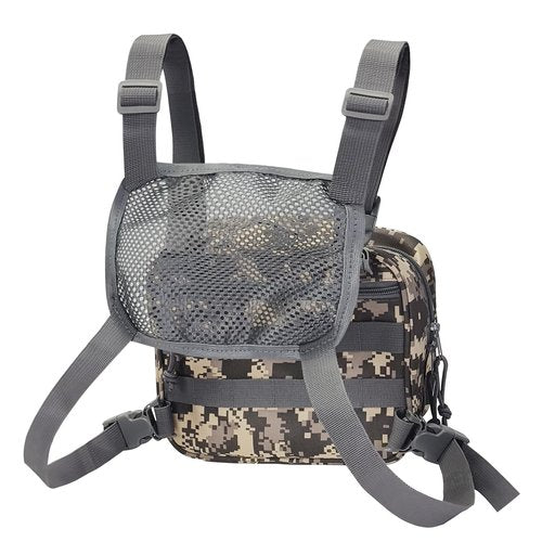 SMONT Camouflage Grey Tactical Chest Pack Tactical Chest Rig Molle Chest Pack Military Grade Water Resistant Nylon Adjustable Molle Straps Outdoor Hiking Edc Gear For Men Women 9.5 Inch