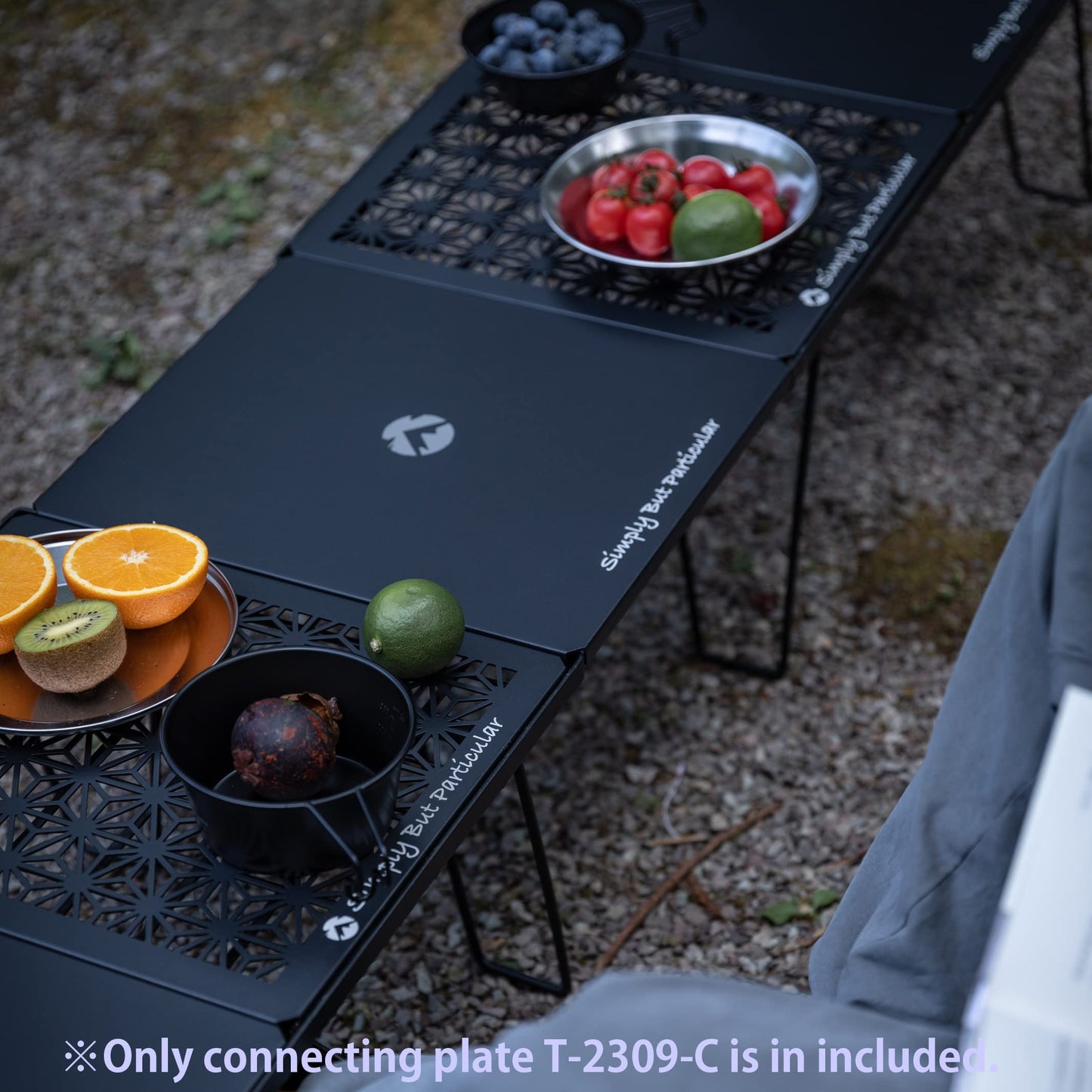 camping moon Connecting Top Plate Half size for Field Rack Leaf Design Aluminum Black T-2309-C
