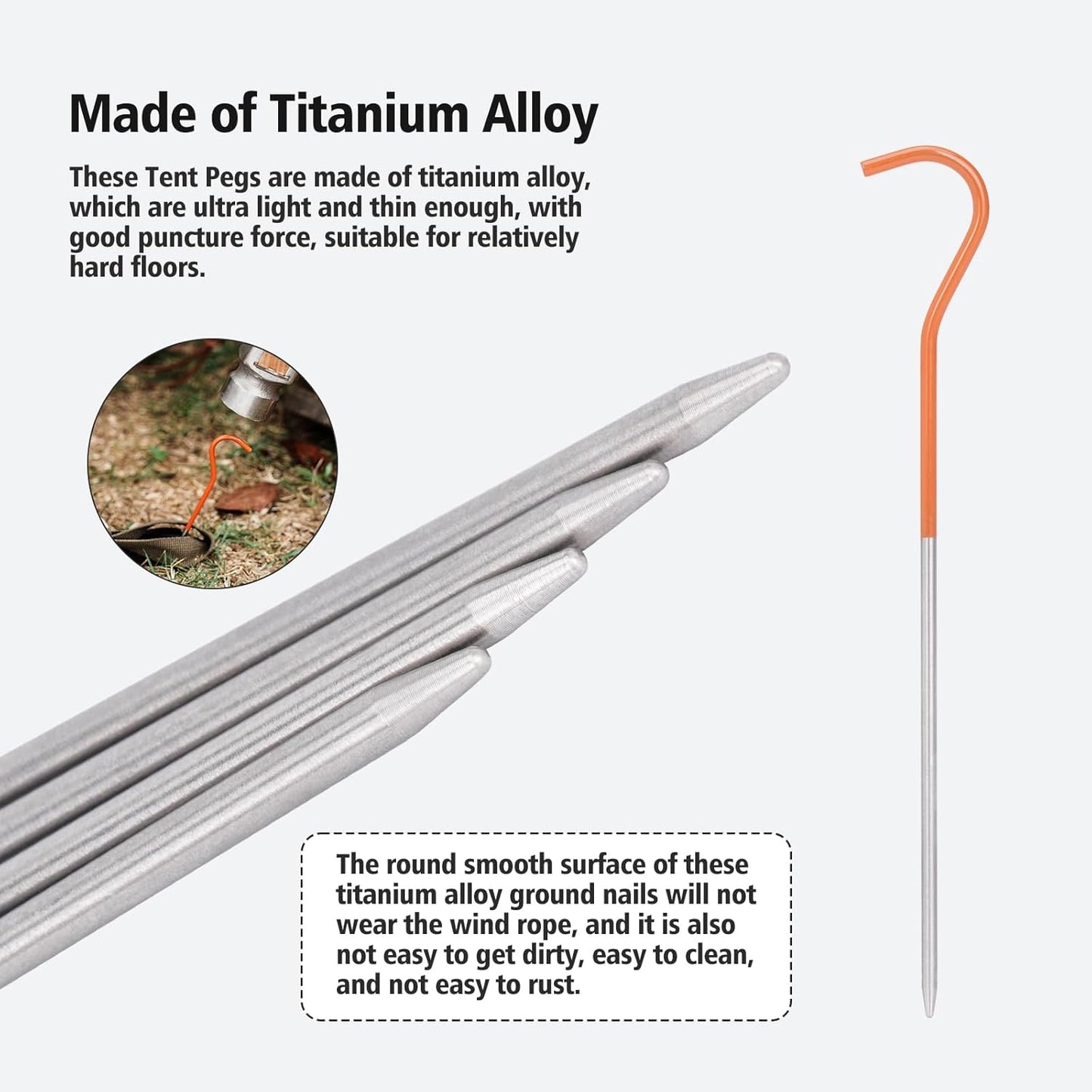 iBasingo 12pcs/lot Titanium Alloy Pegs Outdoor Camping Tent Stakes Portable Elbow Grass Tent Nail A-Ti4001P