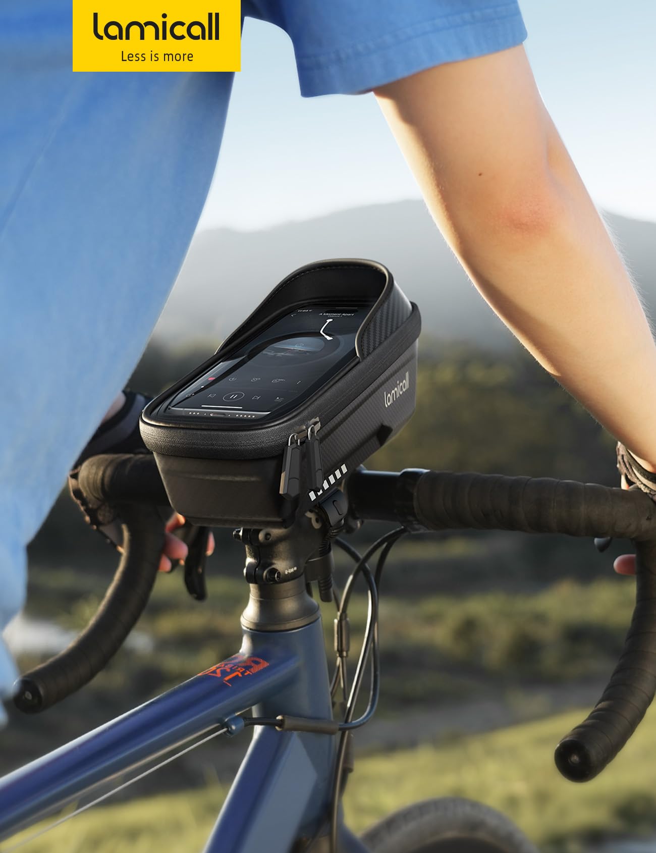 Lamicall Bike Frame Bag Waterproof, [1s Release] [2 in 1], Phone Holder Mount, Cycling Pouch with Rain Cover, Bike and Bicycle Top Tube Bag Accessories for Phones Under 7"